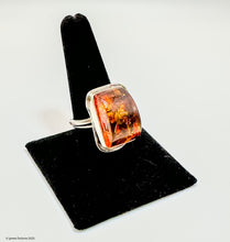 Load image into Gallery viewer, Sterling silver rectangular amber ring - jewelry - Jimi Fortune Jewelry services
