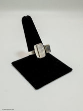 Load image into Gallery viewer, Sterling silver ring featuring 2 exquisitely cut rainbow moonstones - jewelry - Jimi Fortune Jewelry services