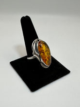 Load image into Gallery viewer, Sterling silver ring with large oval amber stone - jewelry - Jimi Fortune Jewelry services
