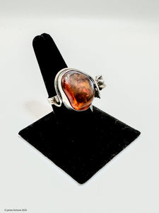 Amber gemstone ring in sterling silver rose setting - jewelry - Jimi Fortune Jewelry services