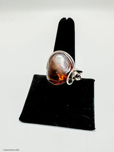 Amber gemstone ring in sterling silver rose setting - jewelry - Jimi Fortune Jewelry services
