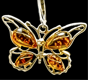 Sterling silver butterfly earrings with amber gemstones - jewelry - Jimi Fortune Jewelry services