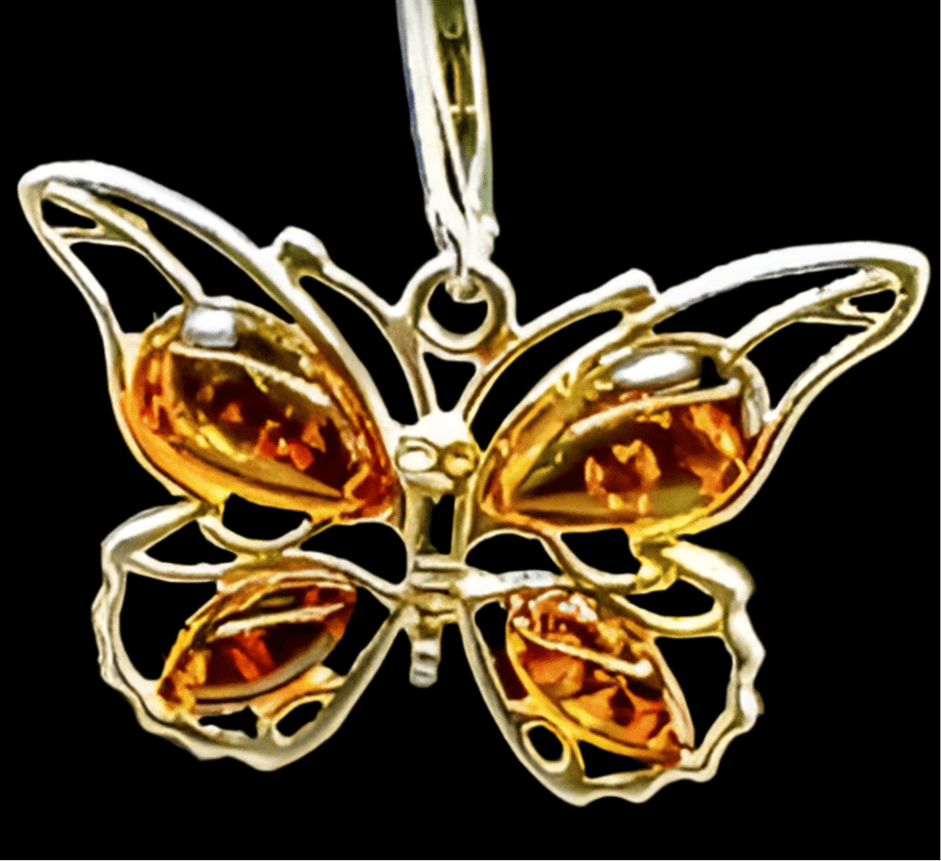 Sterling silver butterfly earrings with amber gemstones - jewelry - Jimi Fortune Jewelry services