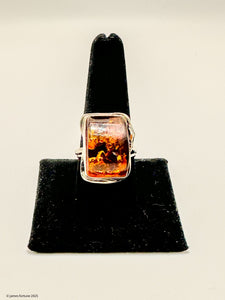 Sterling silver rectangular amber ring - jewelry - Jimi Fortune Jewelry services