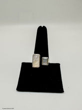 Load image into Gallery viewer, Sterling silver ring featuring 2 exquisitely cut rainbow moonstones - jewelry - Jimi Fortune Jewelry services
