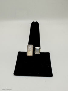 Sterling silver ring featuring 2 exquisitely cut rainbow moonstones - jewelry - Jimi Fortune Jewelry services