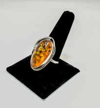 Load image into Gallery viewer, Sterling silver ring with large oval amber stone - jewelry - Jimi Fortune Jewelry services
