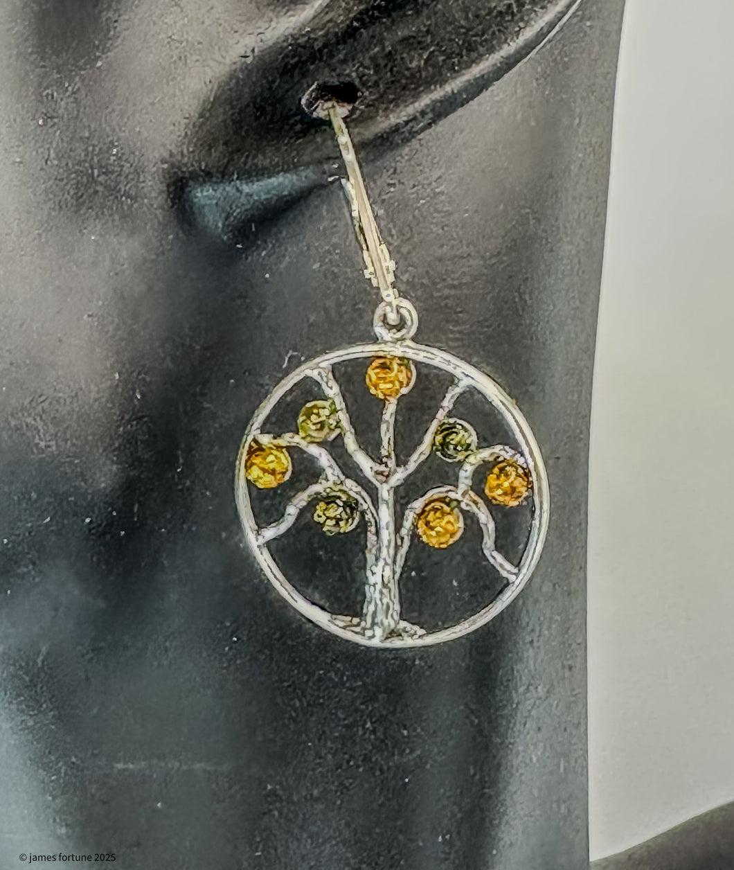 Sterling silver Tree of Life earrings with Amber stones - jewelry - Jimi Fortune Jewelry services