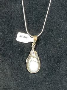 White Howlite Pendant, 925 Sterling Silver, White Marble Pendant - jewelry - Jimi Fortune Jewelry services